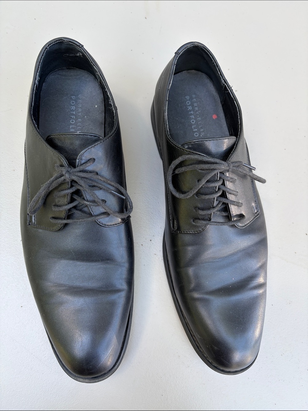 PERRY ELLIS Men’s Black faux Leather Lace-Up Dress Shoes 13 used